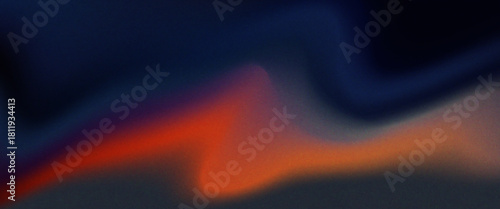 Abstract rough texture background dark blue orange red bright colors wave shape blush black background custom noisy wide banner header design.