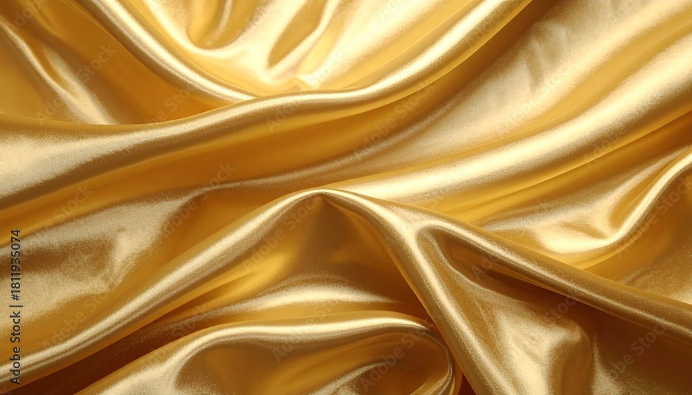 Fototapeta premium ドレープと光沢のあるしわを持つエレガントな金色のサテンまたはシルクのテクスチャ背景