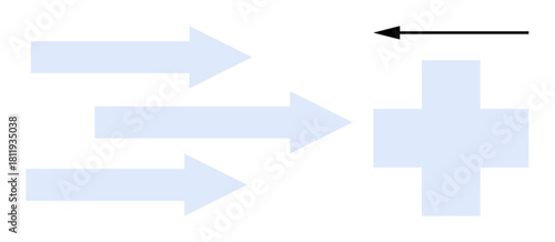 Arrows pointing toward a plus sign motion and healthcare. The concept direction and focus. Ideal for presentations on healthcare, progress, goals, direction, and guidance