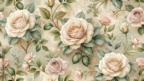 Beige rose pattern