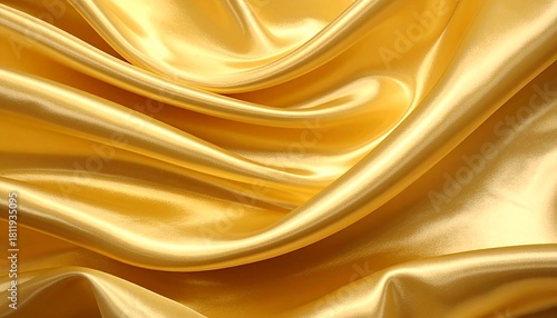 ドレープと光沢のあるしわを持つエレガントな金色のサテンまたはシルクのテクスチャ背景