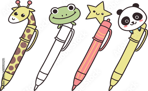 Funny cartoon pencil drawing character with a finger design and a comic dog smile vector illustration art