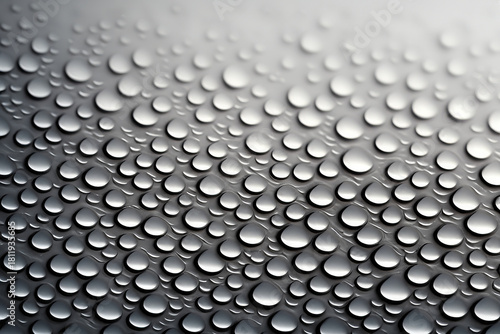 A silver, metallic surface covered with tiny droplets of water.