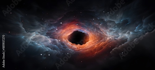 Fototapeta Naklejka Na Ścianę i Meble -  a light black hole coming out of the smoke,generative AI