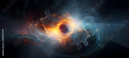 Fototapeta Naklejka Na Ścianę i Meble -  a light black hole coming out of the smoke,generative AI