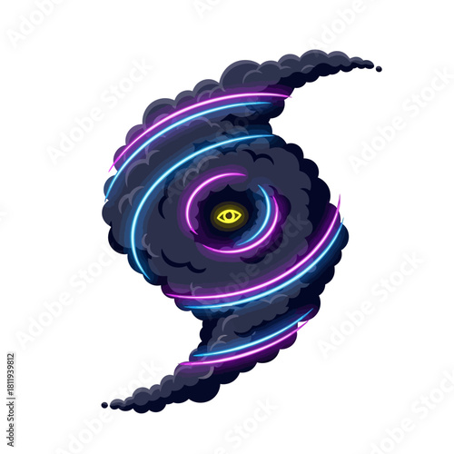 Eye of the Storm A Swirling Vortex with Neon Lights