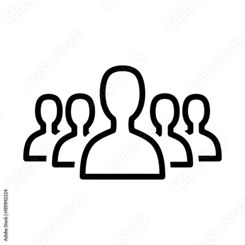 Line Art Team and Social Group Icon Vector Image for User Interface and Community Design