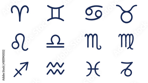 Set of zodiac signs. Collection of hand-drawn illustrations of zodiac signs. Hand drawn illustrations of zodiac astrology signs