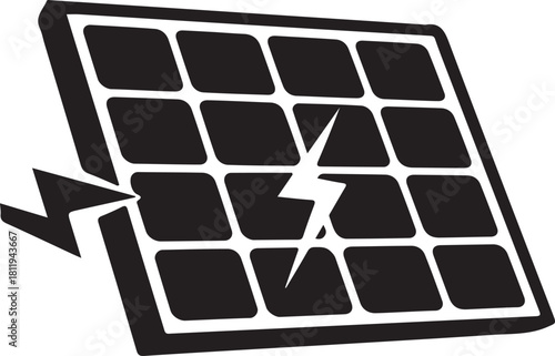 Solar Panel with Lightning Bolt Icon.
