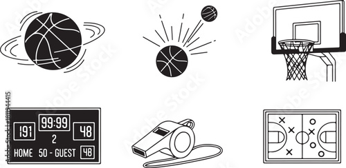Basketball game elements set.