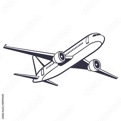 Jet Airplane in Flight with Engines and Wings Extended aircraft travel