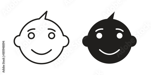 Child face icons set. Pixel Perfect scalable icons.