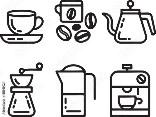 Set of coffee cups and mugs icons vector design