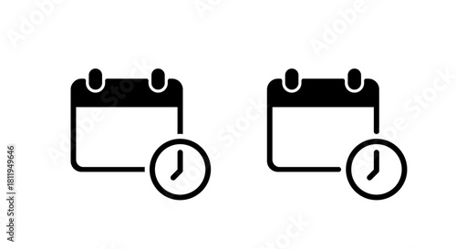 Calendar time icon. Schedule date and clock reminder symbol