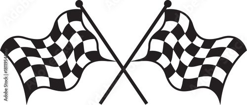 Racing flag, Two Crossed Checkered Flags Waving DynamicallyCar, motorbike competition,eps vector file