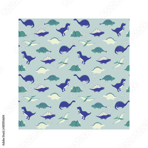 Dinosaur seamless pattern with hand drawn doodle style