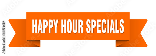 happy hour specials ribbon isolated on transparent background. happy hour specials ribbon