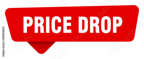 price drop red sticker isolated on transpatent background. price drop sign