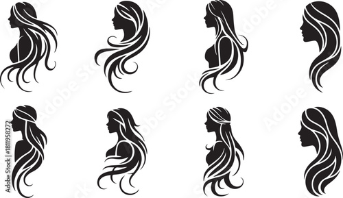 Elegant Women Hair Style Illustrations, Graphic Design