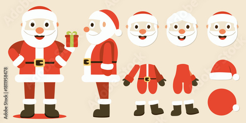 Santa claus character creation kit with separate parts and accessories