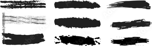 set of black silhouettes of brushes