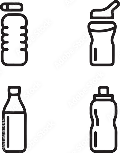 Set of medical and cosmetic vector bottles icons