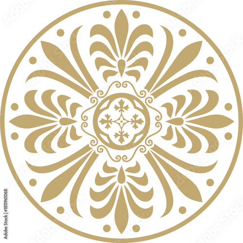 Vector monochrome black round Egyptian ornament. Endless Circle, Ring of Ancient Egypt. Geometric African frame.