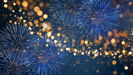 Silvester, New Year's Eve, new years eve, Festival Party New Year 2026, new years eve Fireworks background banner panorama - firework and sparklers on rustic dark blue night sky texture