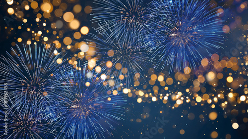 Silvester, New Year's Eve, new years eve, Festival Party New Year 2026, new years eve Fireworks background banner panorama - firework and sparklers on rustic dark blue night sky texture