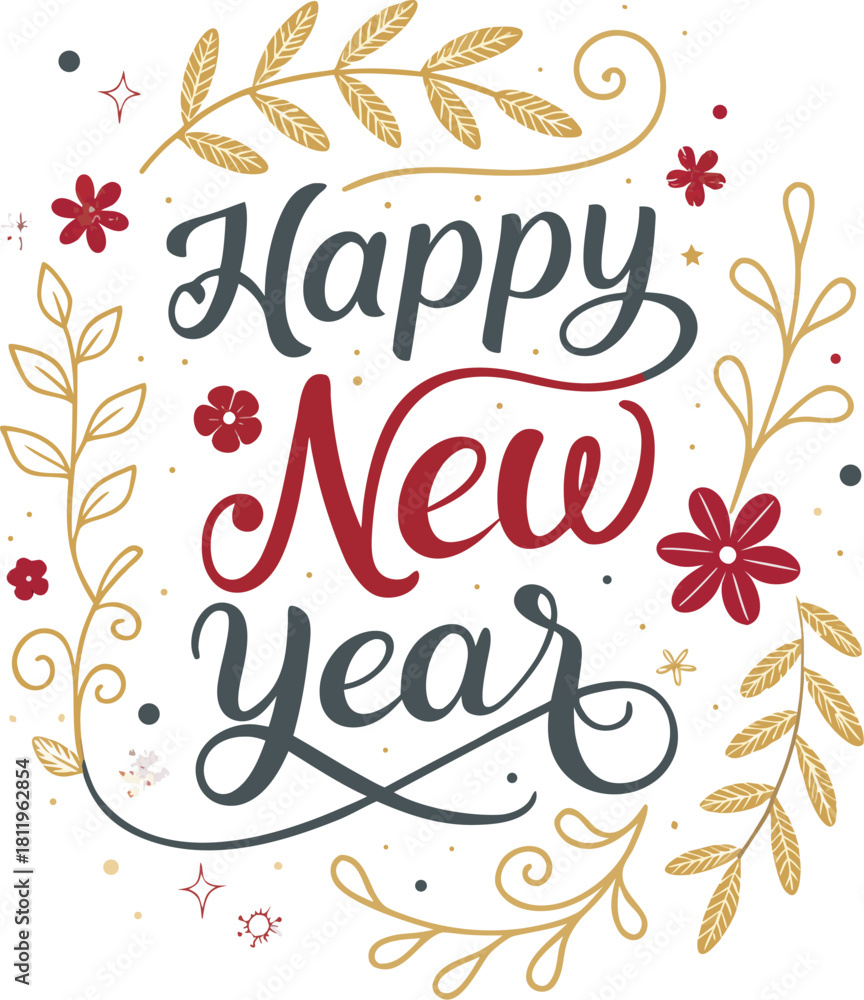 Obraz premium Happy new year banner. Vector illustration of a happy new year in gold and black colors. Beautiful inscription. Background for the holiday.