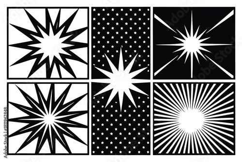 Vintage Halftone Panel Collection Vector