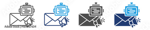 email marketing bot icon set multiple style