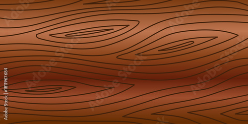 Vector illustration of a brown wood grain texture with stylized natural contour lines. Abstract wooden surface background