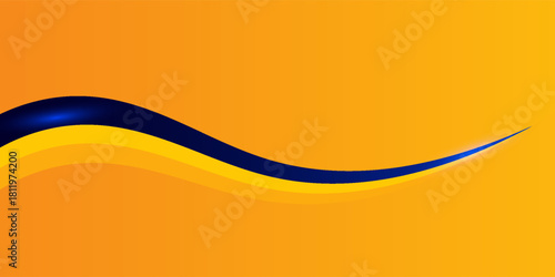 PrintAbstract blue and yellow wave wide background banner curve element with line blue pettern space for text and message design, overlapping layers.