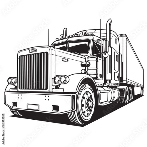 Semi Truck File, Truck Silhouette, Tractor Trailer, Freight Truck Clipart