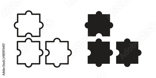 Puzzle piece icons set. Pixel Perfect scalable icons.