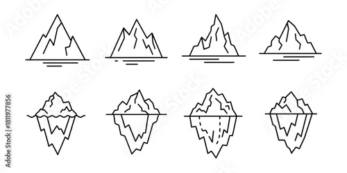 Iceberg line art icon vector illustration