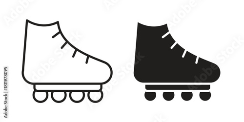 Roller skates icons set. Pixel Perfect scalable icons.
