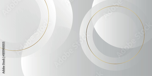 Gray and white gradient abstract background with luxurious and elegant golden circle and line decoration. Simple and modern vector illustration. EPS. 5