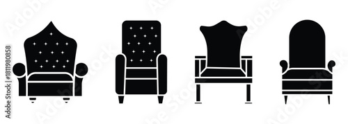 Sofa furniture icon vector. Silhouette armchair icon vector design, symbol. Icon for home interior design, decorative divan cushion, furniture catalogs, home décor. Vector illustration.