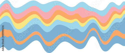 Colorful Abstract Wavy Shapes on White background