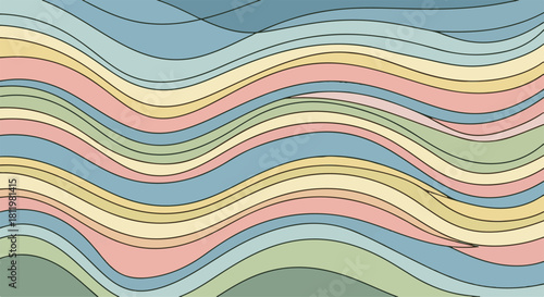 Pastel Wavy Lines Abstract Background vector illustration