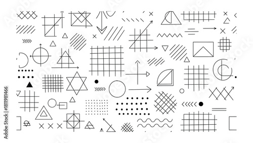 Geometric Symphony: A captivating arrangement of geometric shapes, lines, and patterns elegantly combined into a sophisticated, visually stunning composition.