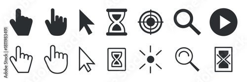 Set of Basic User Interface Icons on Transparent Backdrop
