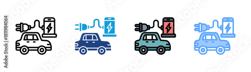 Charging Station icon set multiple style collection
