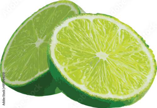 Two lime halves isolated on, a zesty and vibrant citrus