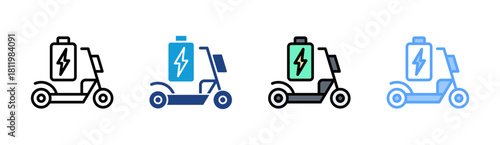 Electric Scooter icon set multiple style collection