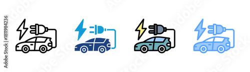 Electric Car icon set multiple style collection