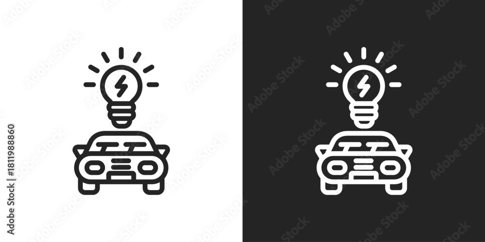 Fototapeta premium Smart Energy Icon In Black And White Line Style