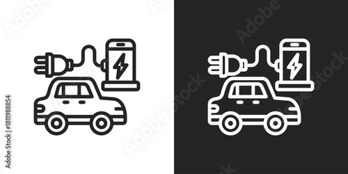 Charging Station Icon In Black And White Line Style